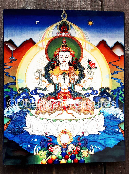 Chenrezig Metal Print, 8x10, by Neljorma Tendron