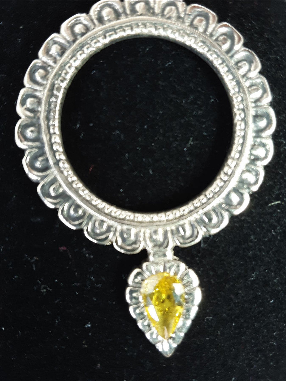 Yellow Gem Silver Dakini Earrings, 1.15"