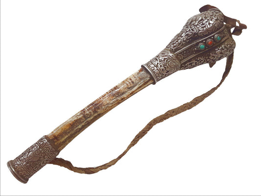 Antique Silver Inlaid Bone Kangling