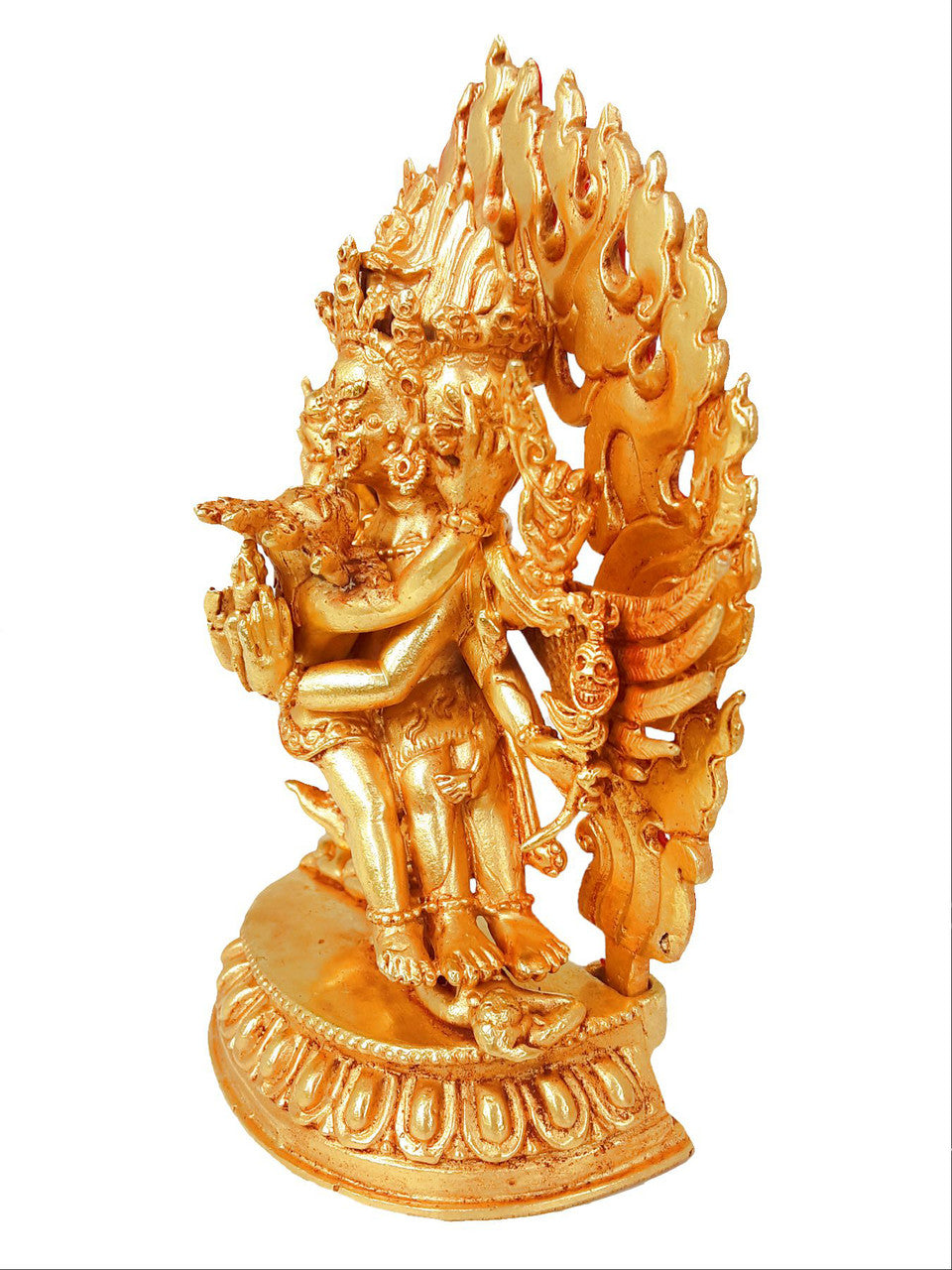 Vajrakilaya Statue, Gold-Plated Copper, 5"