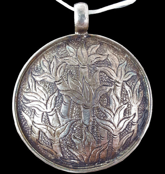 Silver Circle Bamboo Pendant,  1.25 inch
