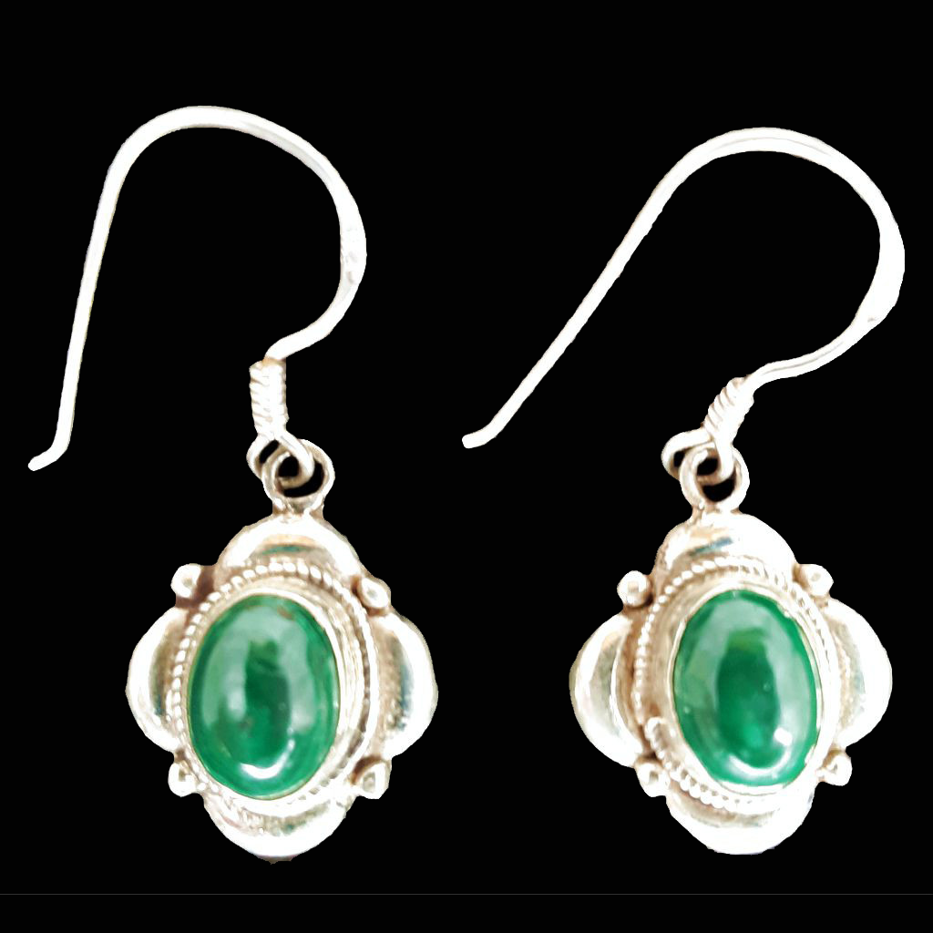 Silver Malachite Earrings