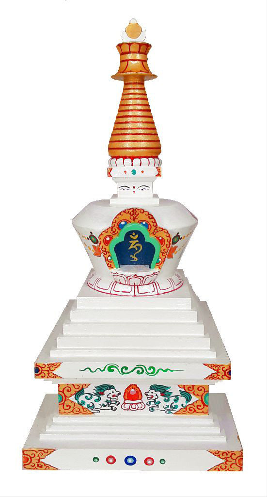 Hand-Painted Wood Stupa