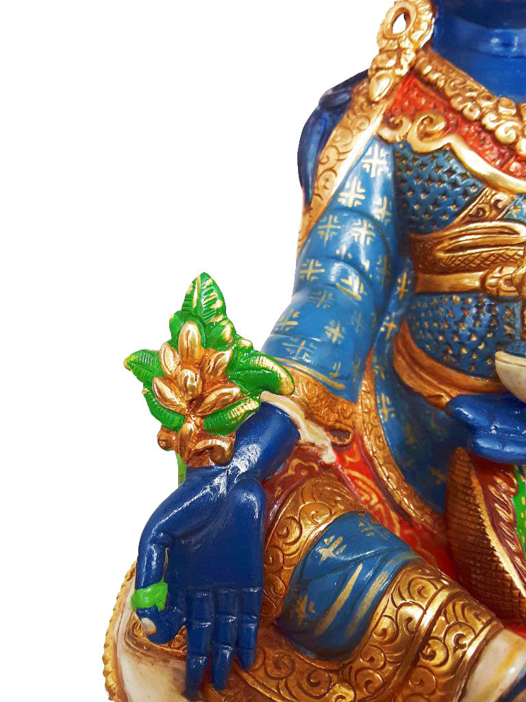 Orgyen Menla Gold Plated Painted Statue 8.75"