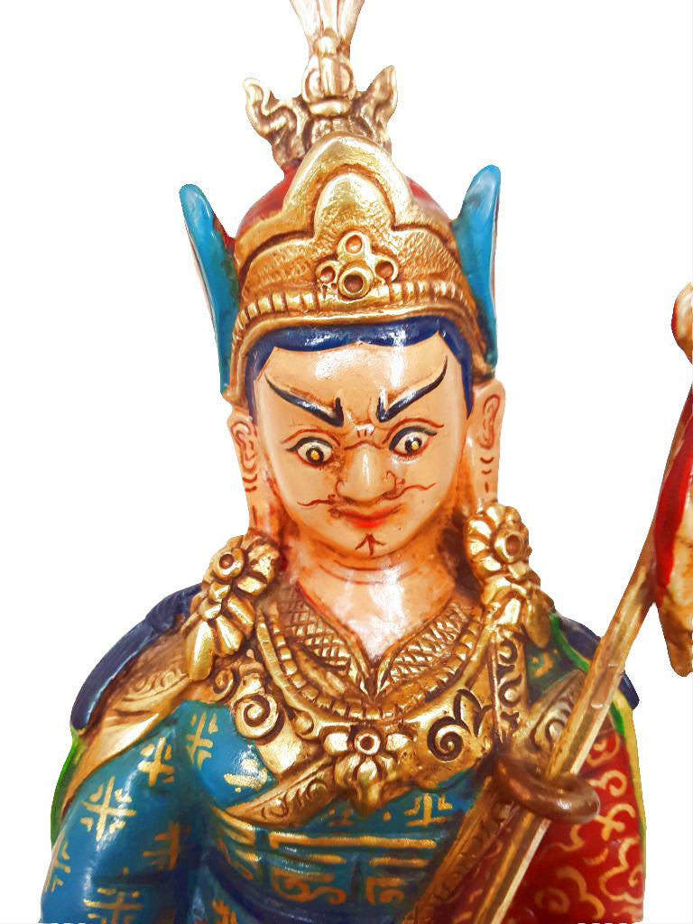 Guru Rinpoche Statue, Gold-Plated and Hand-Painted, 6.5"