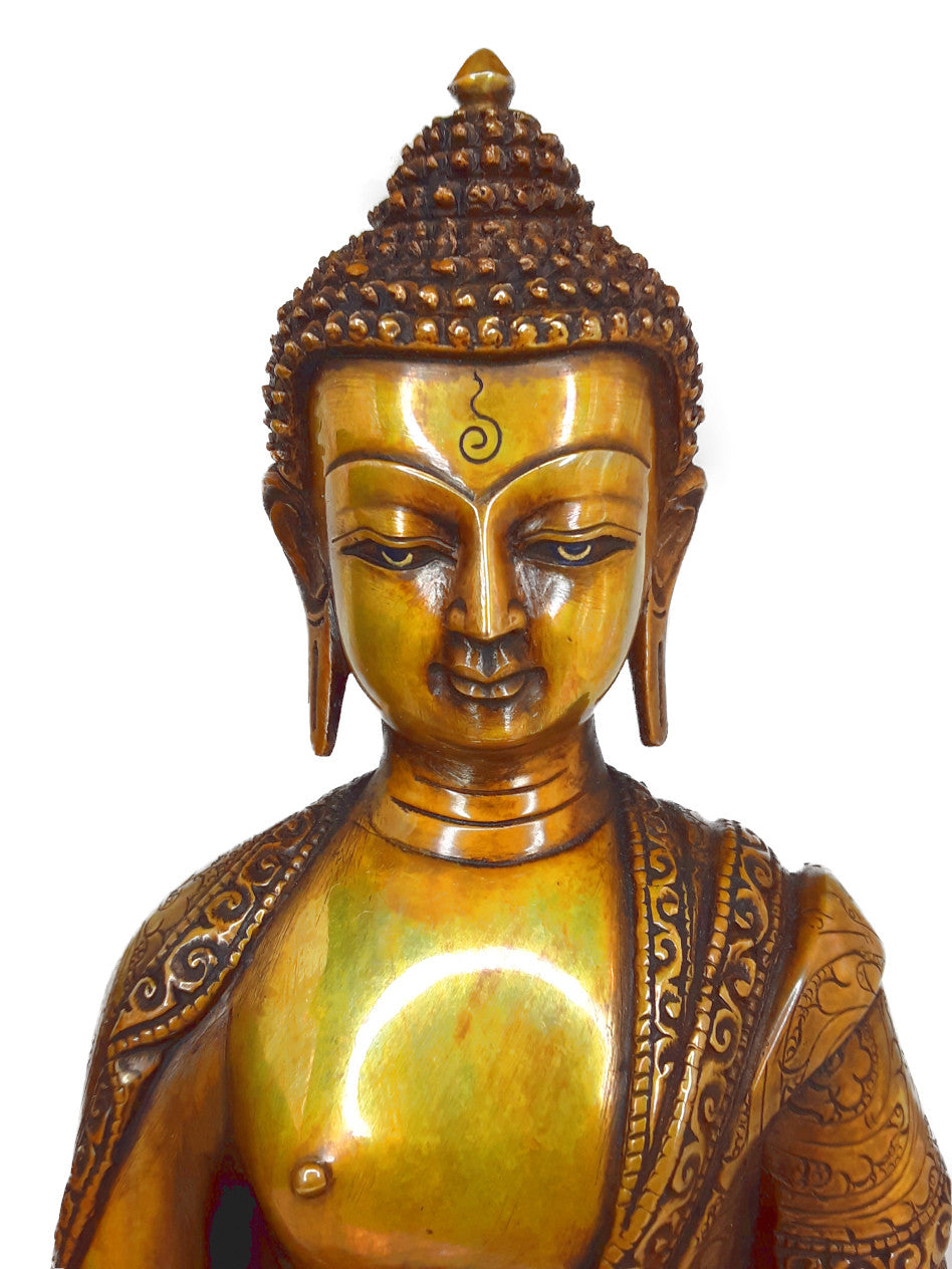 Amitabha Statue Copper Oxidized 8.25"