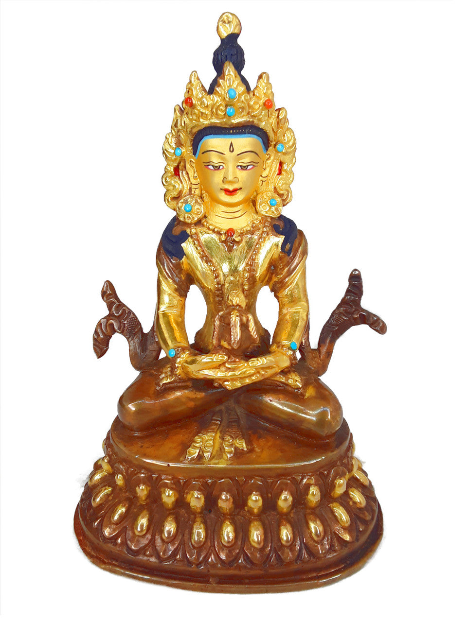 Amitayus Statue Gold-Plated, 4"