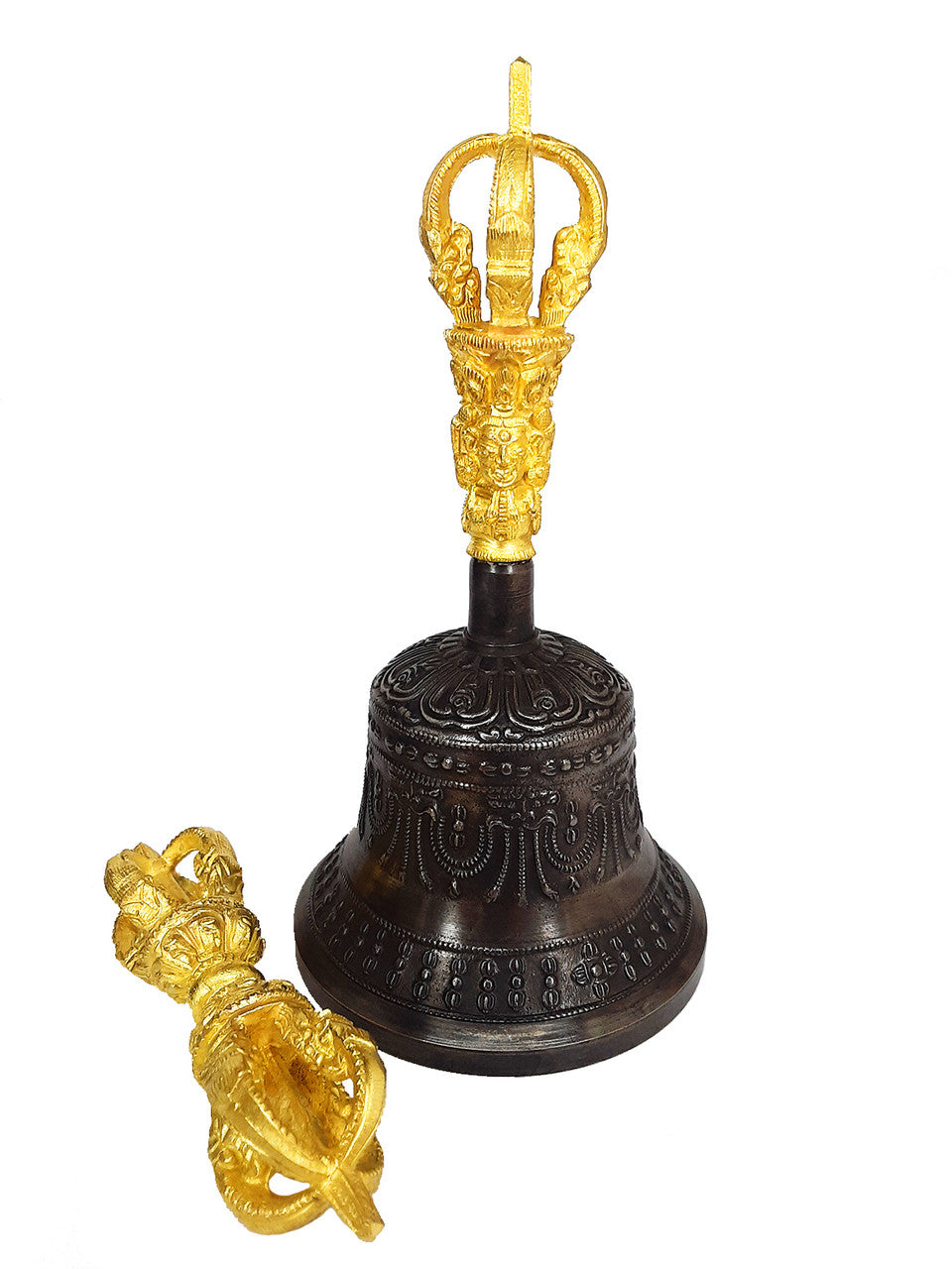 Bell & Dorje w/ Case, 5 prong 6" (dark color bell)