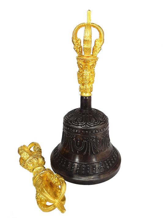 Bell & Dorje w/ Case, 5 prong 6" (dark color bell)