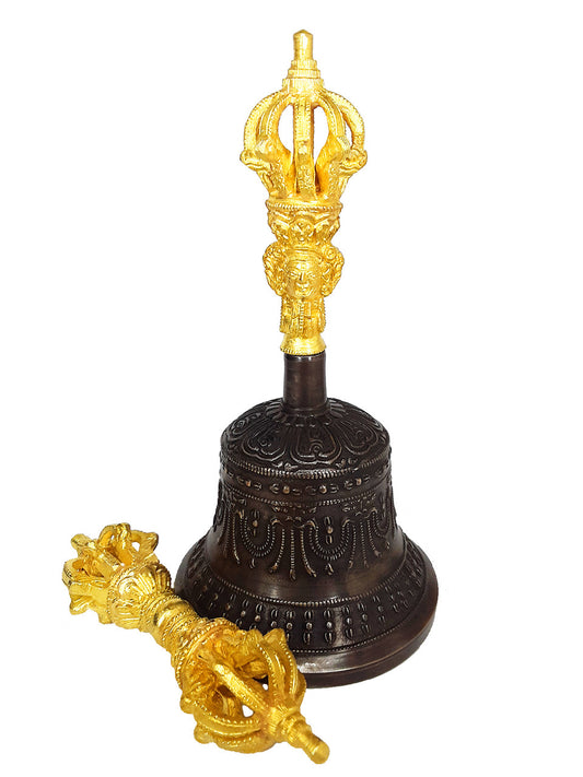 Bell & Dorje w/ Case, 9 prong 6" (dark color bell)