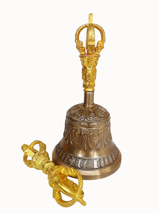 Bell & Dorje w/ Case, 5 prong 7" (Light color bell)
