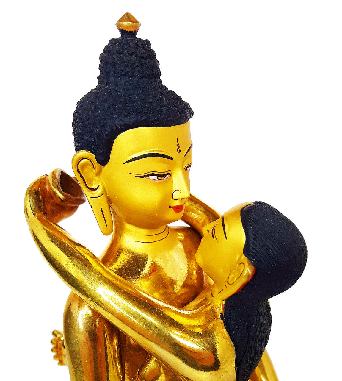 Gold Plated Kunzang Yabyum (Kuntuzangpo/Kuntuzangmo) Statue, 8"