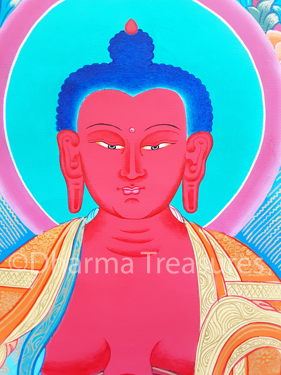 Amitabha in Dewachen Pureland Thangka, A – Dharma Treasures | Poster
