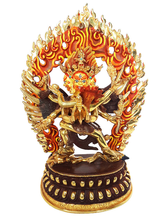 Vajrakilaya Statue,  Gold-Plated Copper, 9"