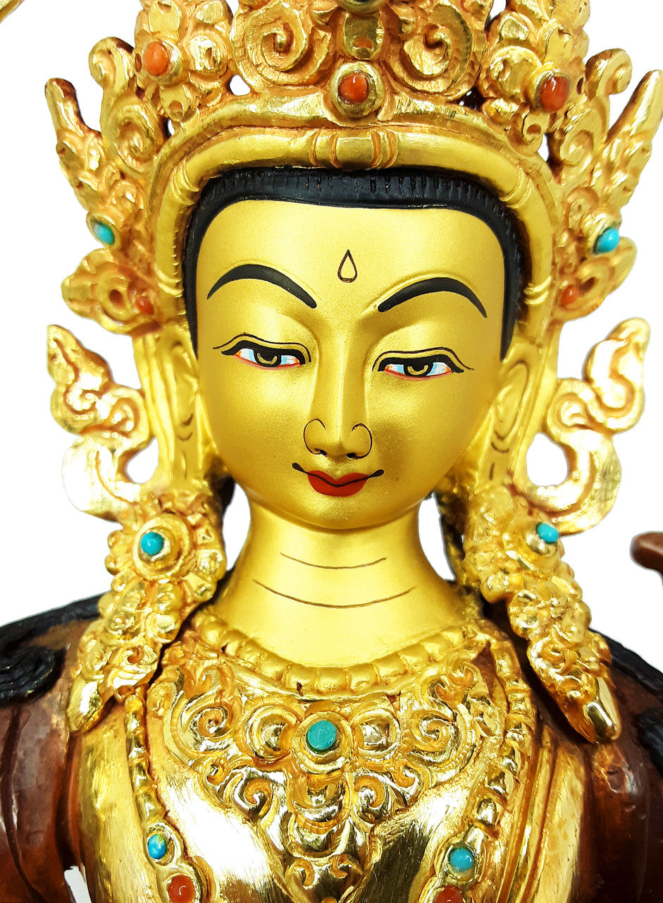 Manjushri Statue Gold Plated 8.25"