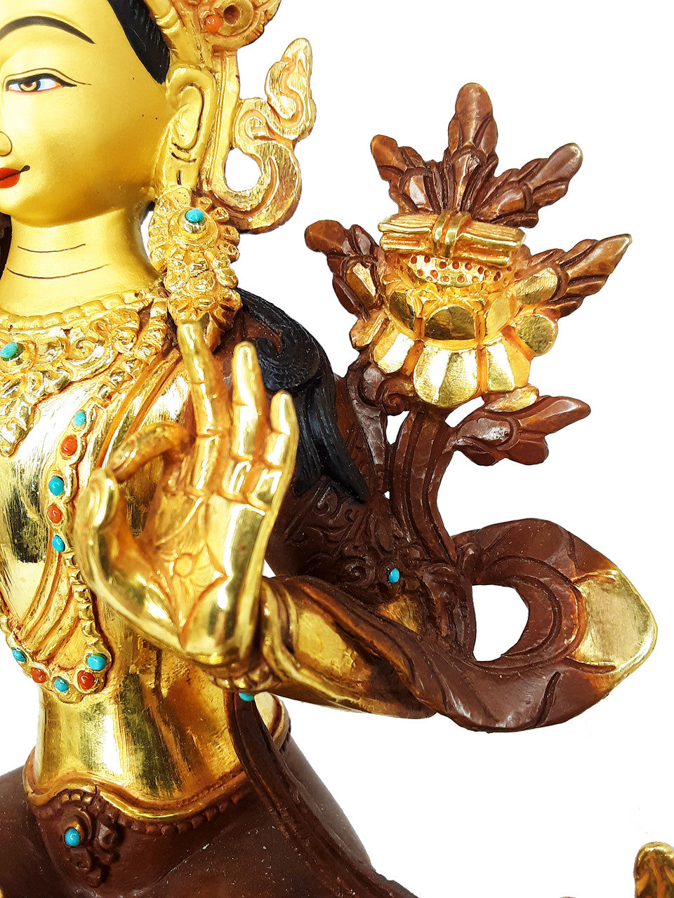 Manjushri Statue Gold Plated 8.25"
