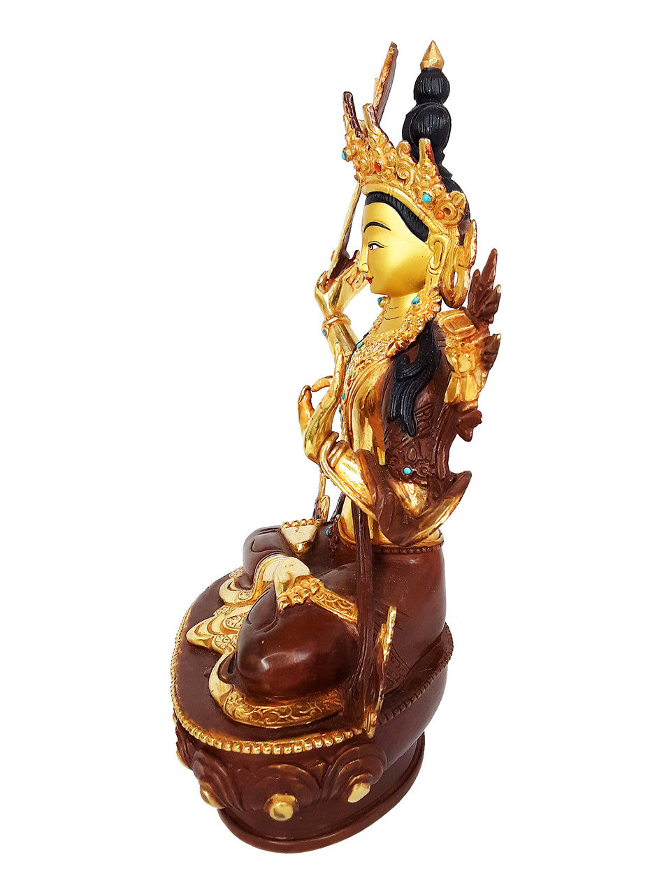 Manjushri Statue Gold Plated 8.25"