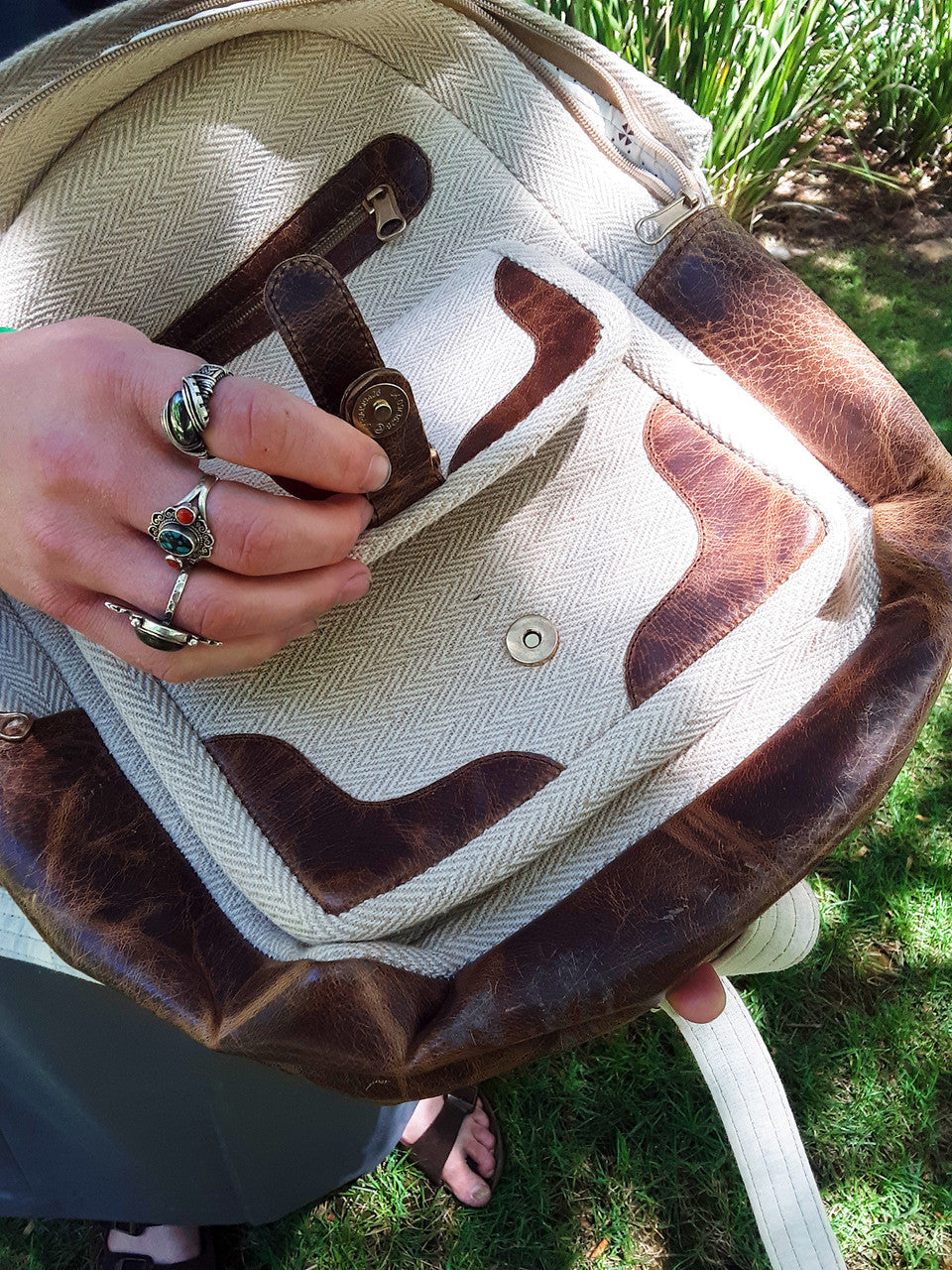 Backpack, Tan/ Leather