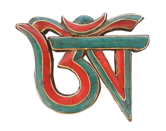 Wall Hanging, Om Turquoise and Red