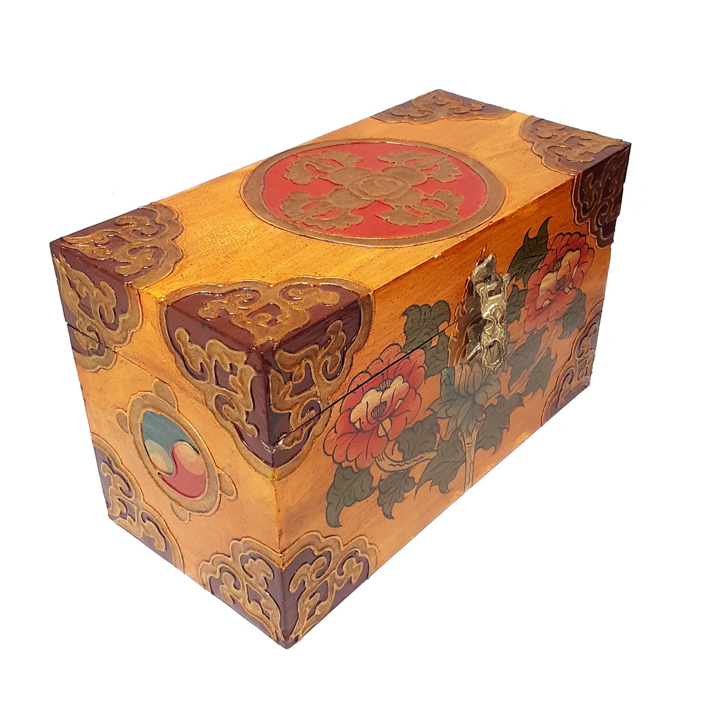 Double Dorje w/ Flowers Treasure Box (Various Colors)