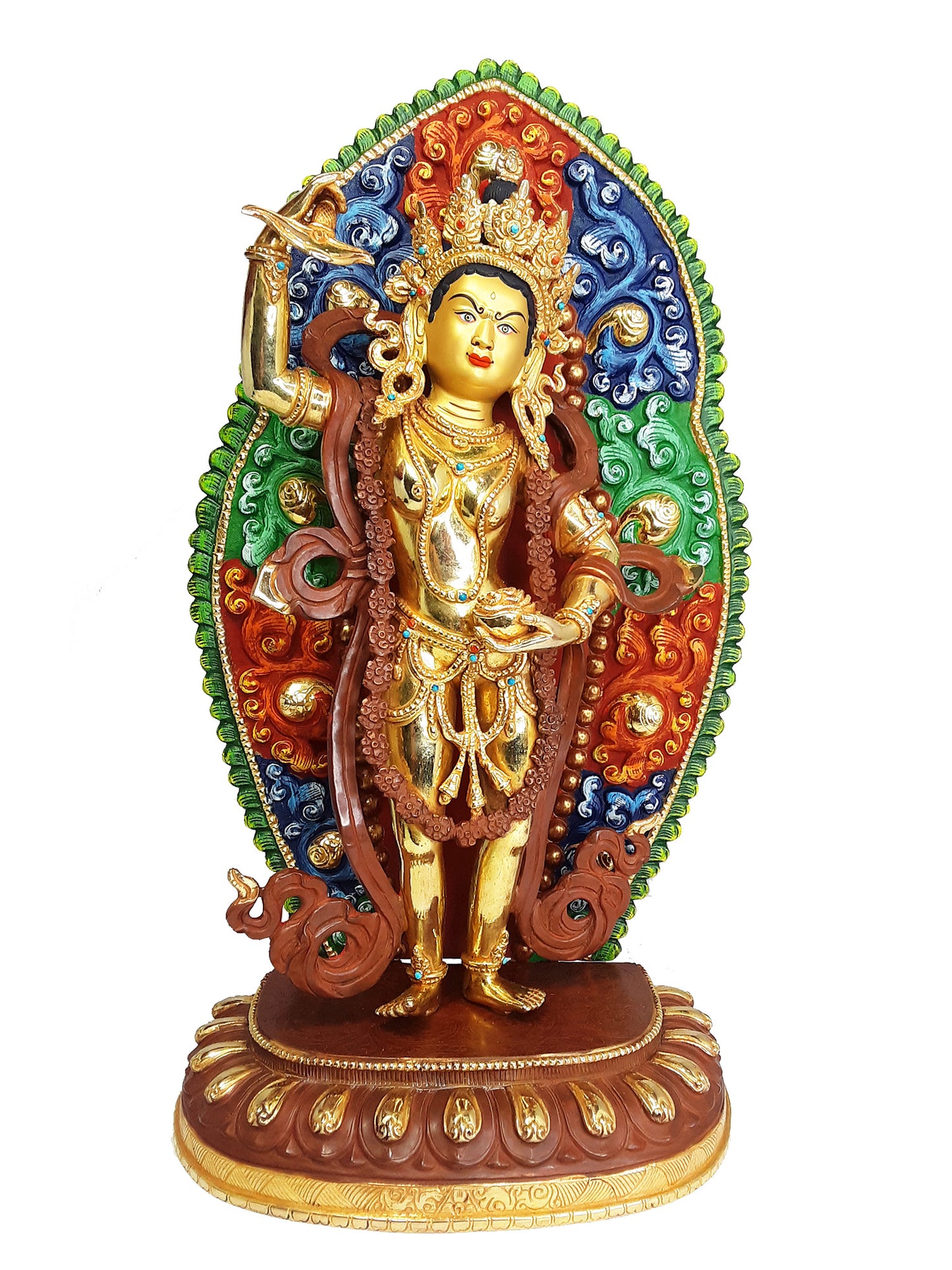 Yeshe Tsogyal Standing Statue Gold Plated 14.5"
