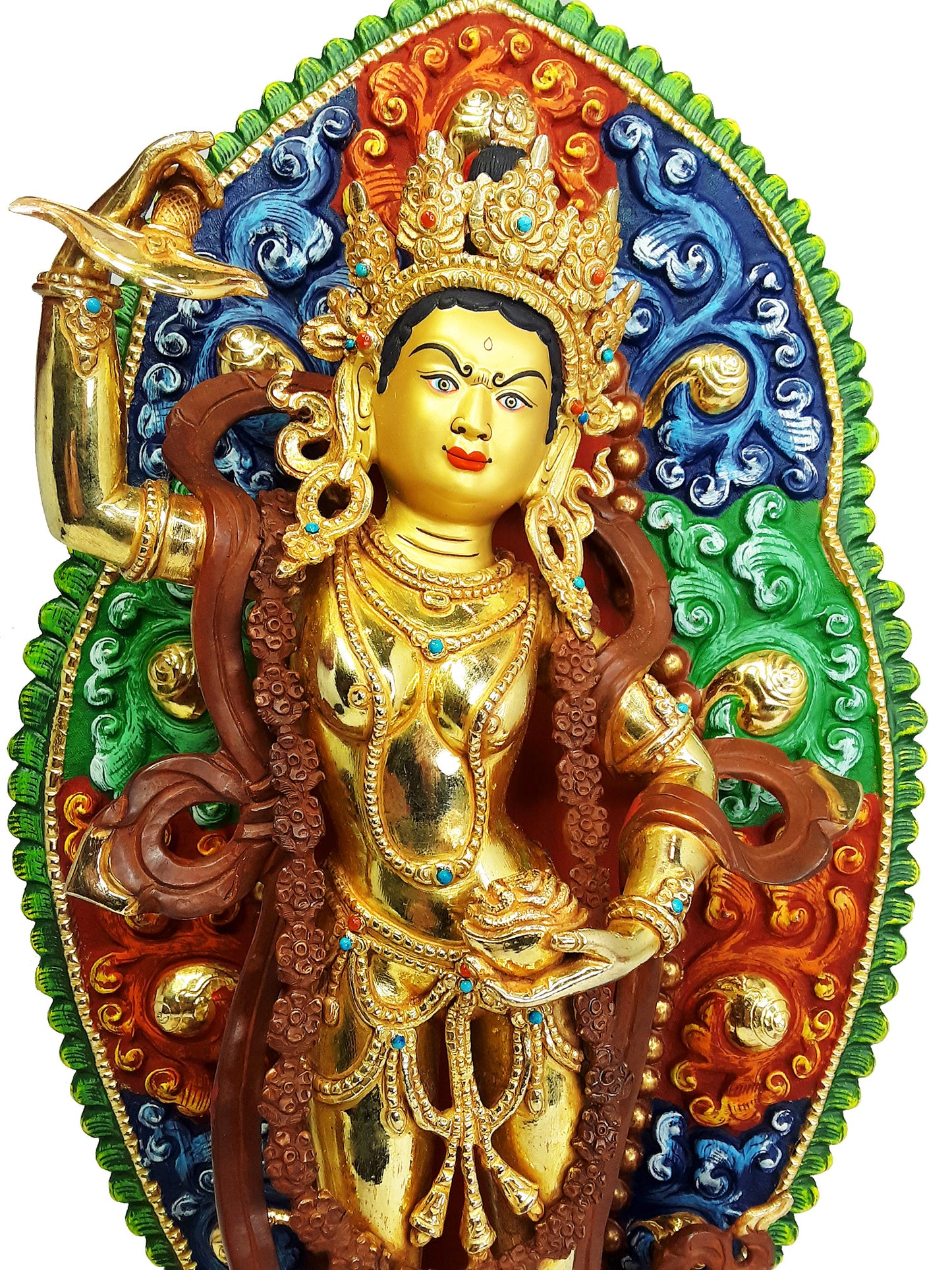 Yeshe Tsogyal Standing Statue Gold Plated 14.5"