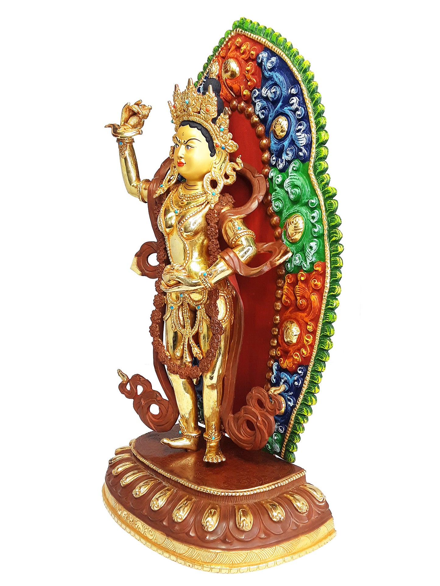 Yeshe Tsogyal Standing Statue Gold Plated 14.5"