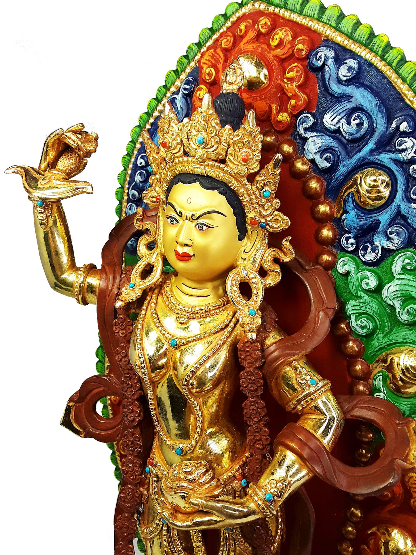 Yeshe Tsogyal Standing Statue Gold Plated 14.5"