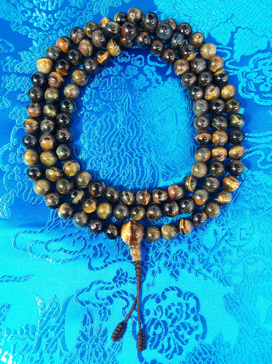 Tiger's Eye Mala, 8mm (Yellow and Black)