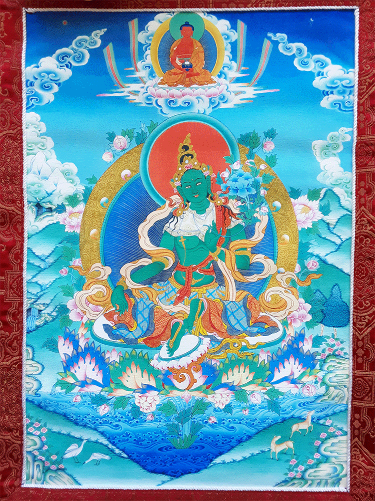 Green Tara Print Thangka 28"x36"