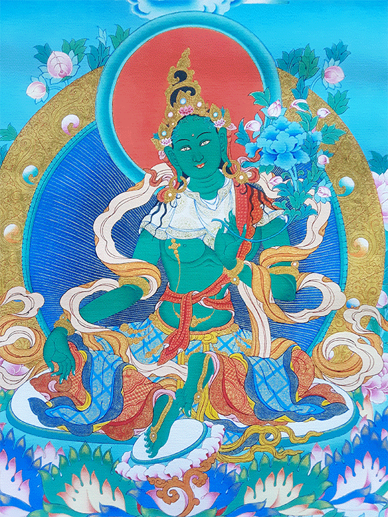 Green Tara Print Thangka 28"x36"
