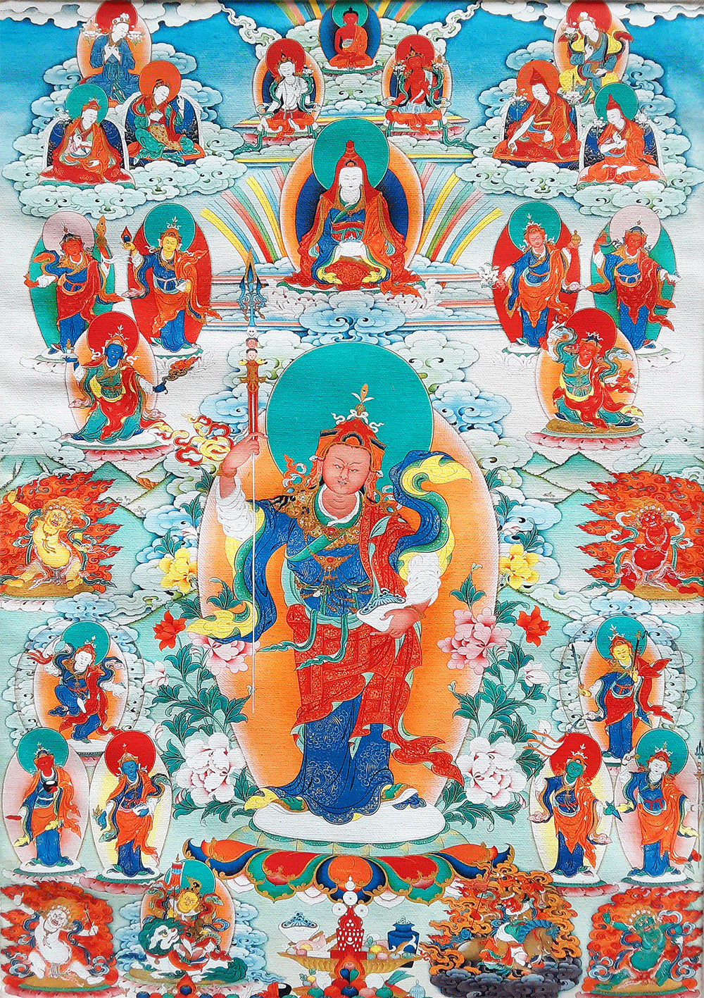 Guru Rinpoche Sampa Lhundrupma Print Thangka 28"x36"