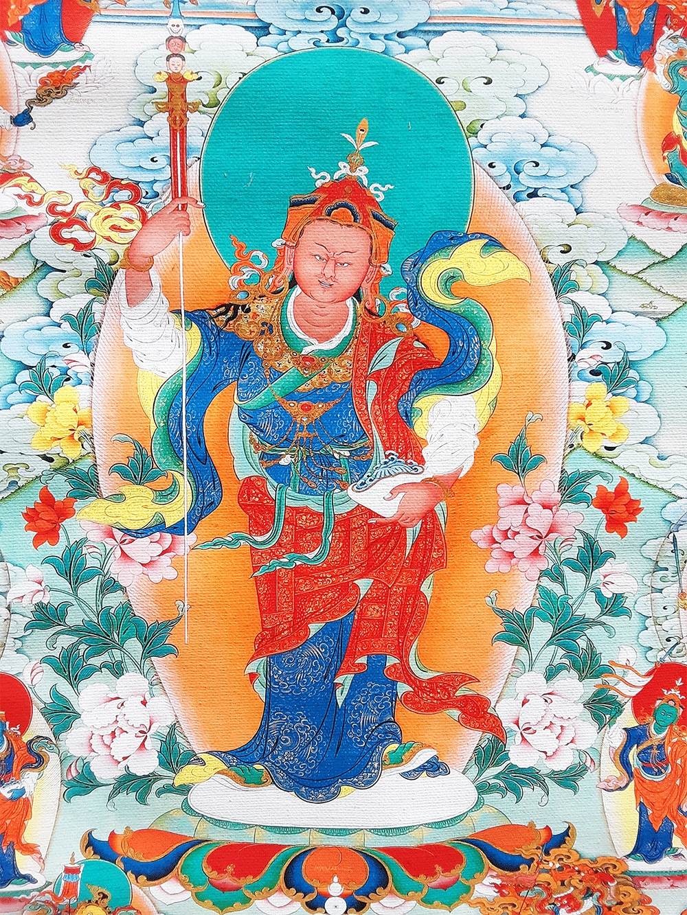 Guru Rinpoche Sampa Lhundrupma Print Thangka 28"x36"