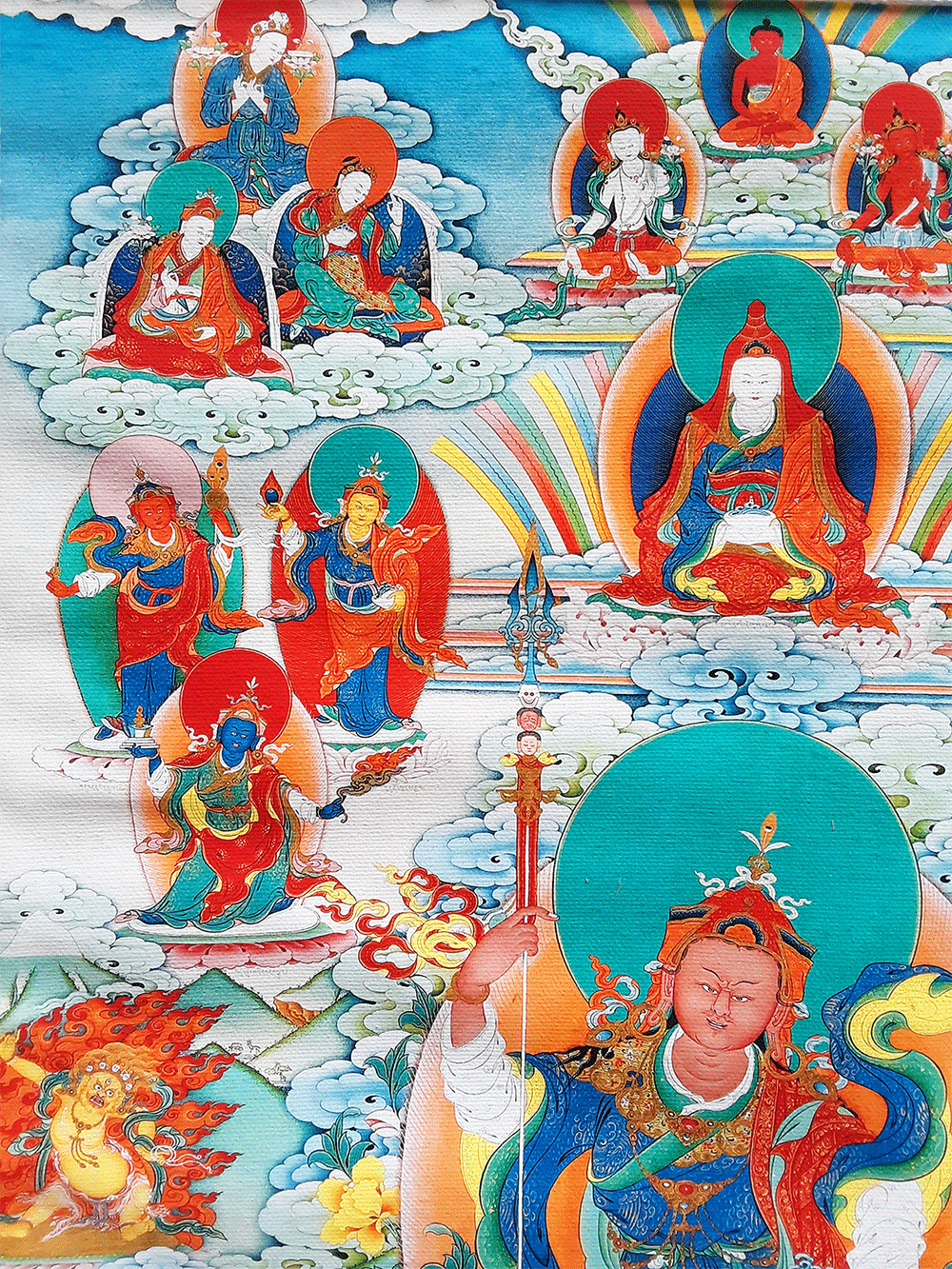 Guru Rinpoche Sampa Lhundrupma Print Thangka 28"x36"