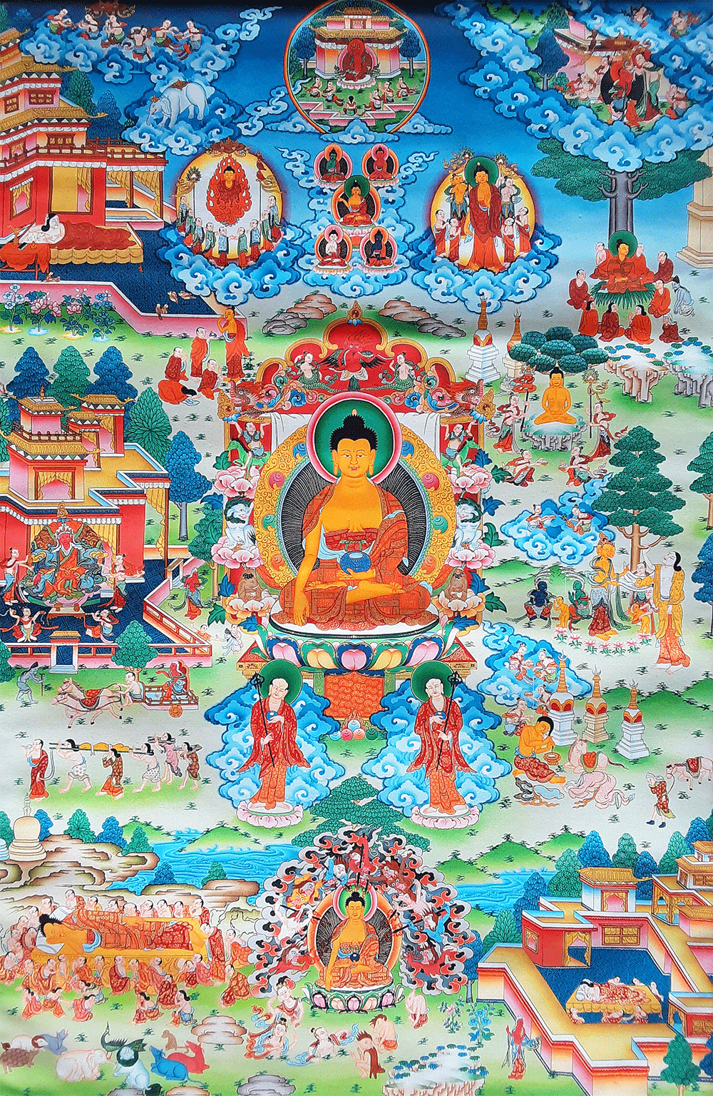 Life of Buddha Print Thangka 36"x48"
