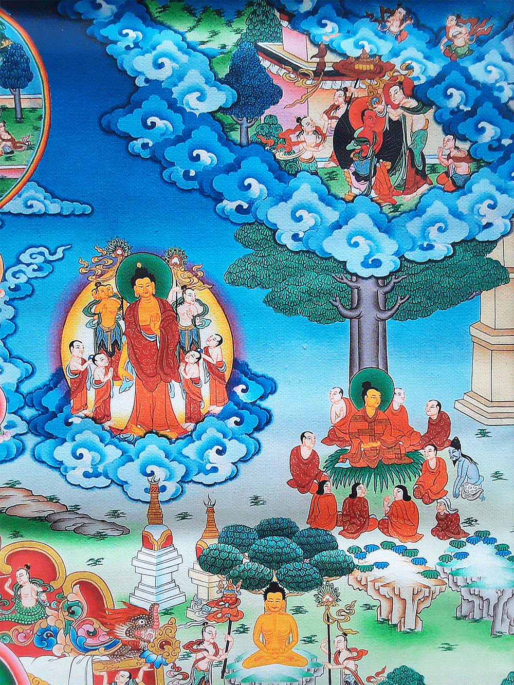 Life of Buddha Print Thangka 36"x48"