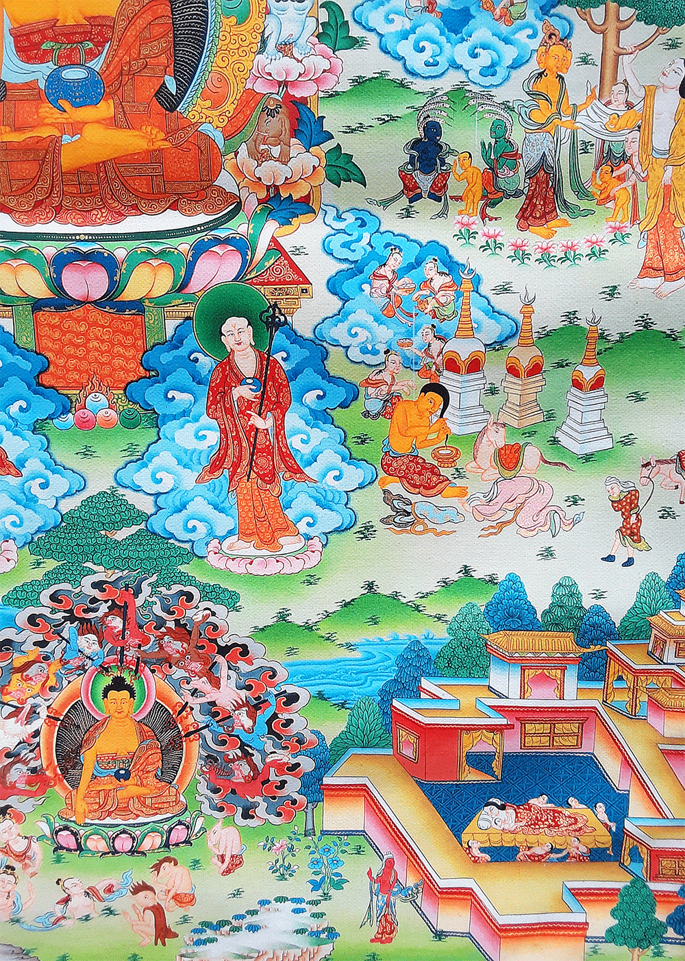 Life of Buddha Print Thangka 36"x48"