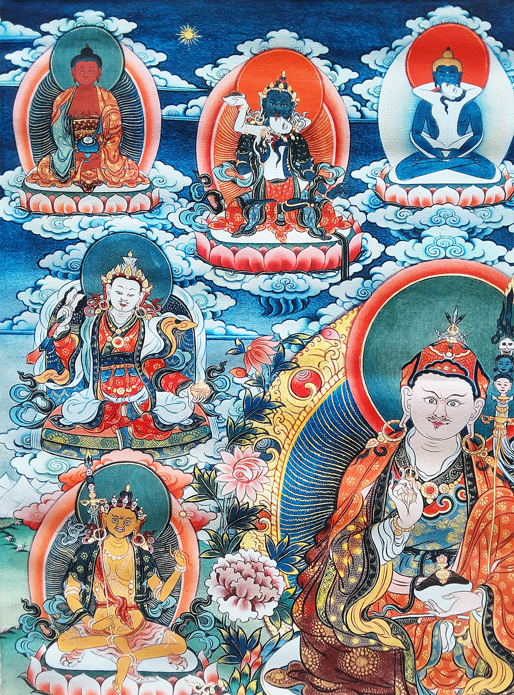 Guru Rinpoche 8 Manifestations Print Thangka 36"x48"