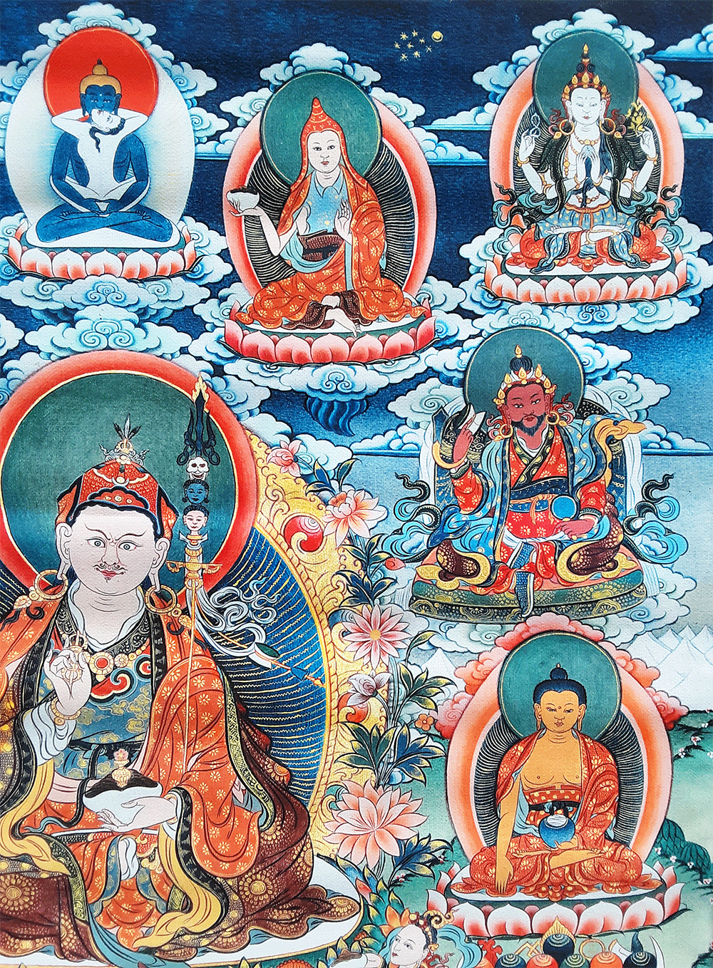 Guru Rinpoche 8 Manifestations Print Thangka 36"x48"