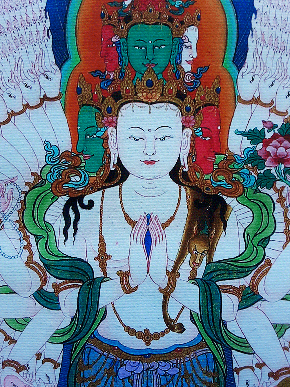 1000-Arm Chenrezig Print Thangka 28"x36"