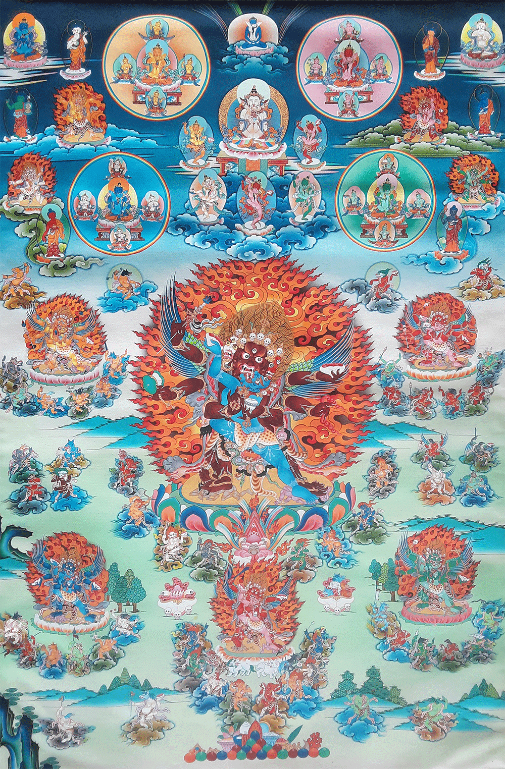 One Hundred Peaceful and Wrathful Deities (Shitro) Print Thangka 36"x48"