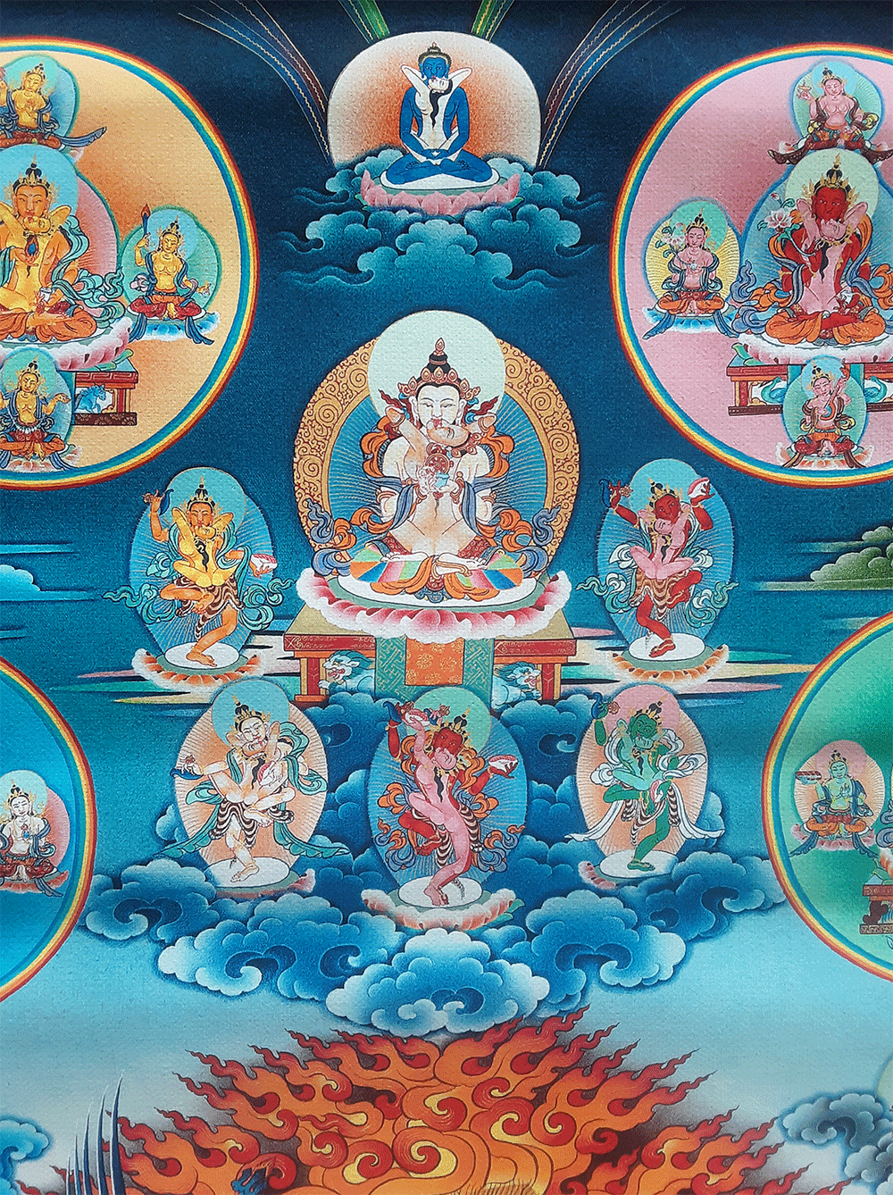 One Hundred Peaceful and Wrathful Deities (Shitro) Print Thangka 36"x48"