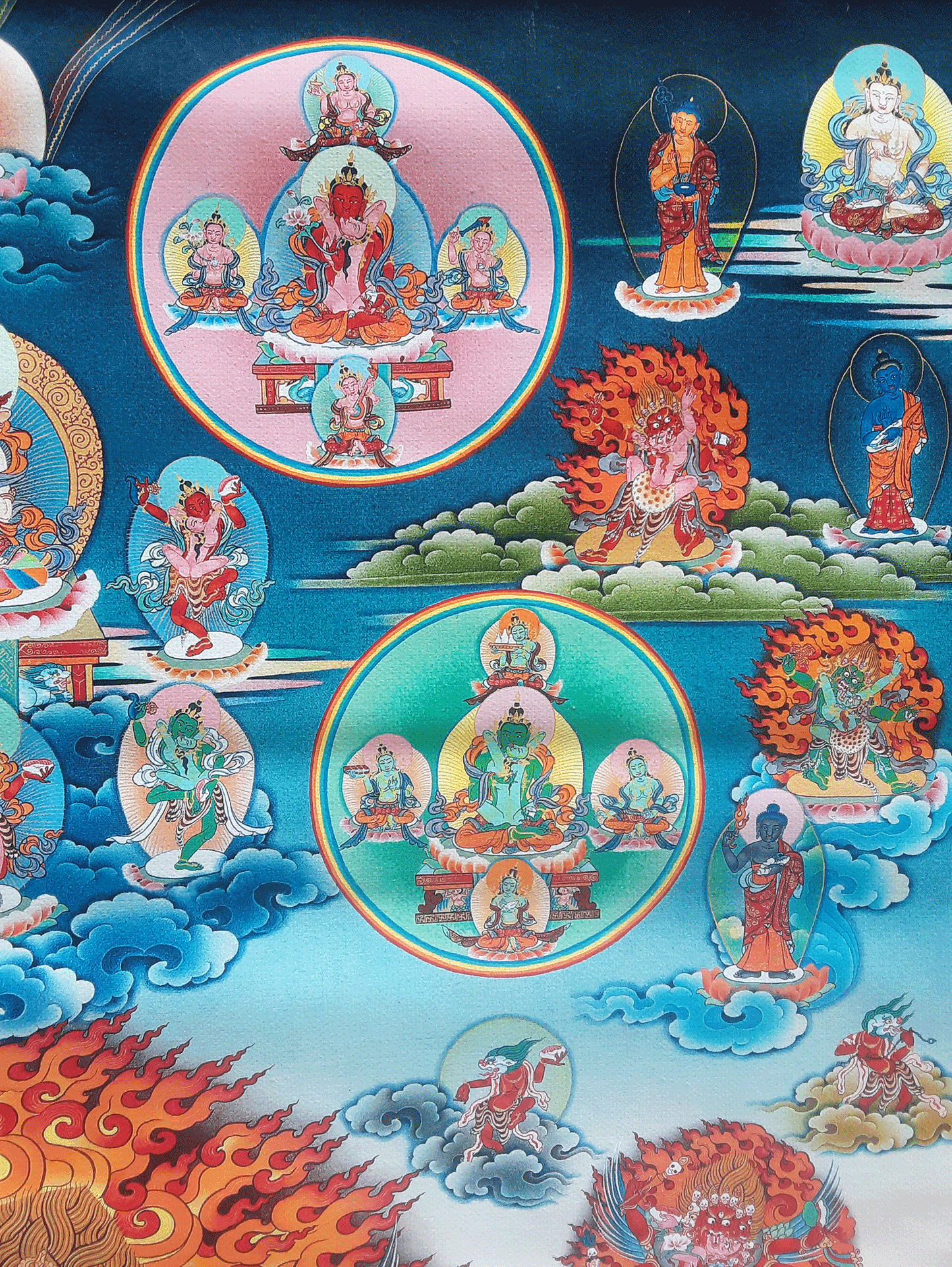 One Hundred Peaceful and Wrathful Deities (Shitro) Print Thangka 36"x48"