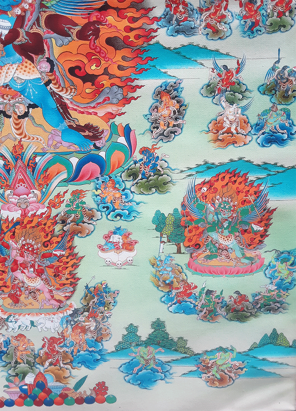 One Hundred Peaceful and Wrathful Deities (Shitro) Print Thangka 36"x48"