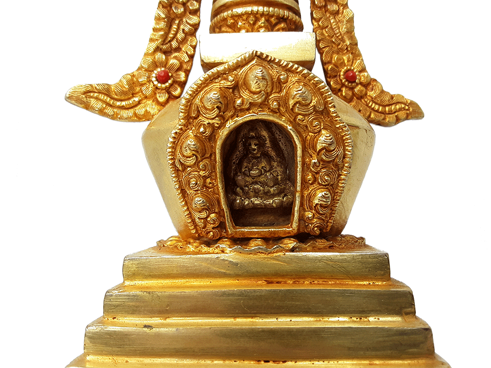 Gold-Polished Metal Stupa 8"