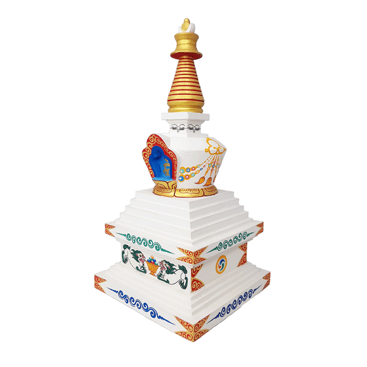 Hand-Painted Wooden Stupa 9"