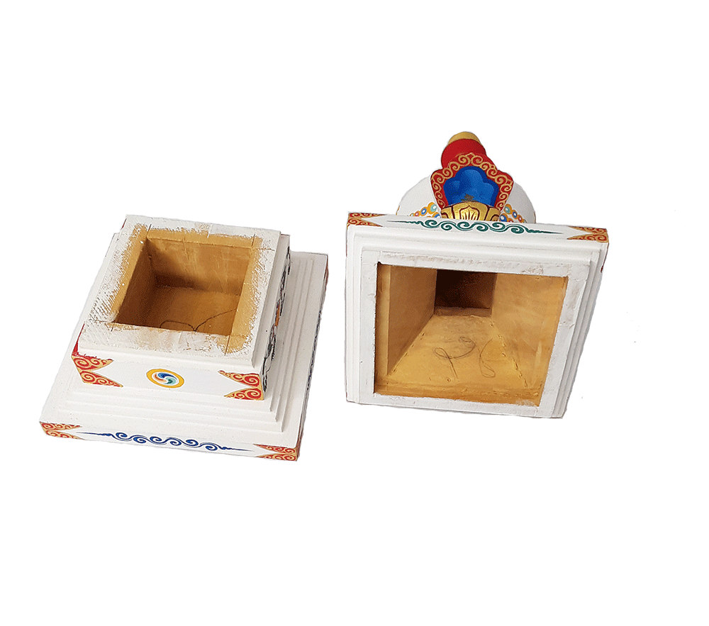 Hand-Painted Wooden Stupa 9"