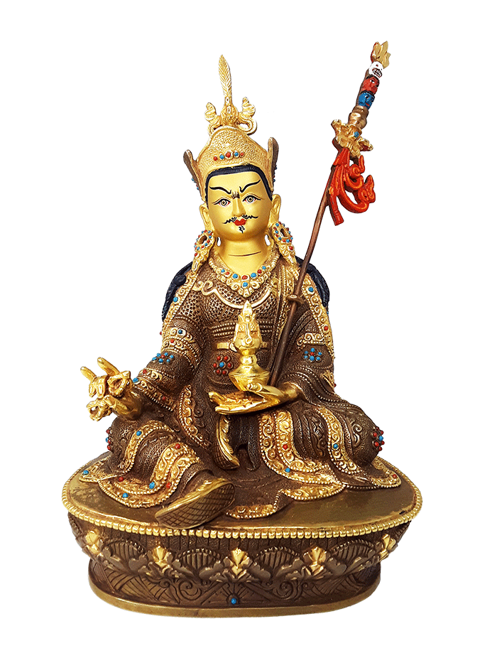Guru Rinpoche Statue Gold Plated 8.75"