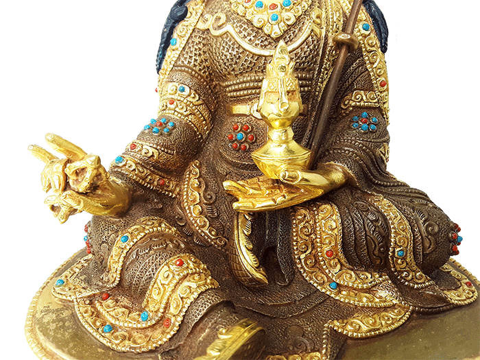 Guru Rinpoche Statue Gold Plated 8.75"