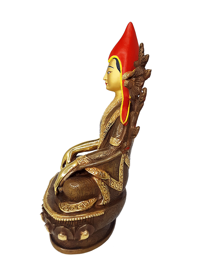 Longchenpa Statue Gold Plated 9.5"